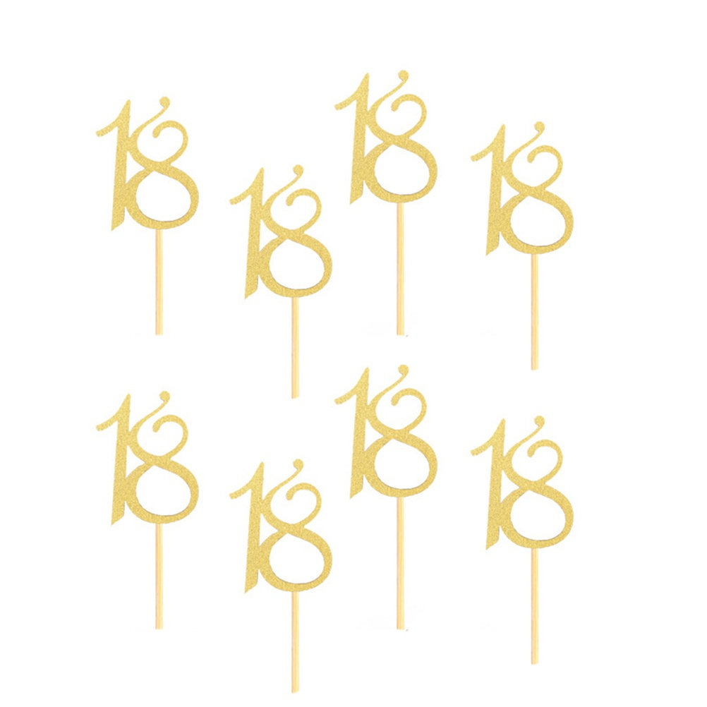 Ice Pick Pick - 48 ชิ้น ท็อปเปอร์เค้กวันเกิดครบรอบ 18 ปี ของตกแต่งคัพเค้กแบบสร้างสรรค์สำหรับงานฉลองวันเกิด
