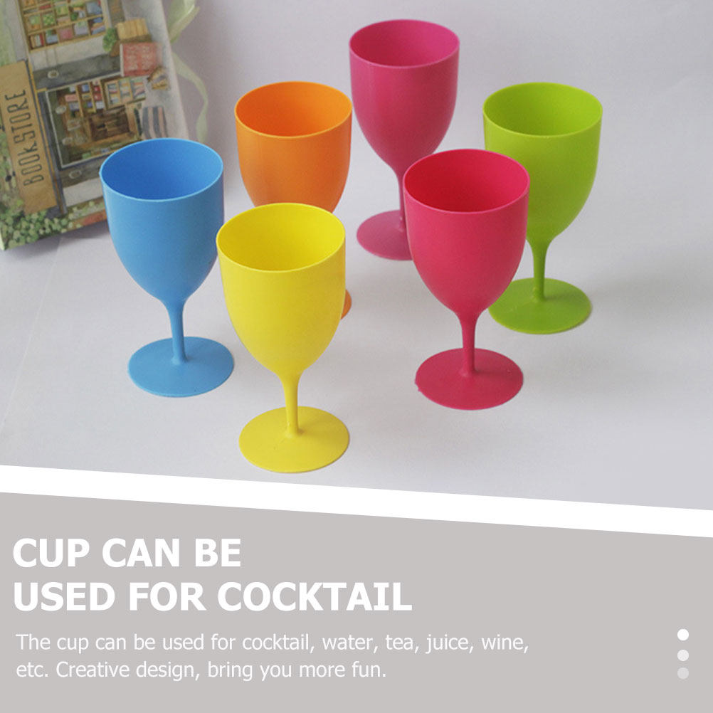 Home Bar Set - ชุดแก้วไวน์สำหรับงานปาร์ตี้ 6 ชิ้น แก้วพลาสติกหลากสีสำหรับวันอีสเตอร์ เหมาะสำหรับวิสกี้ ไวน์