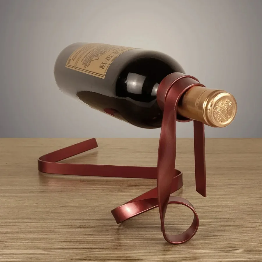 Home Bar Shelves - ที่แขวนขวดไวน์แบบแขวนตกแต่งพร้อมริบบิ้นสีสันสดใส ชั้นวางของตกแต่ง ชั้นวางไวน์แบบแขวนสร้างสรรค์ ชั้นวางโชว์ในตู้ ตกแต่งบาร์และโต๊ะทำงานในบ้าน