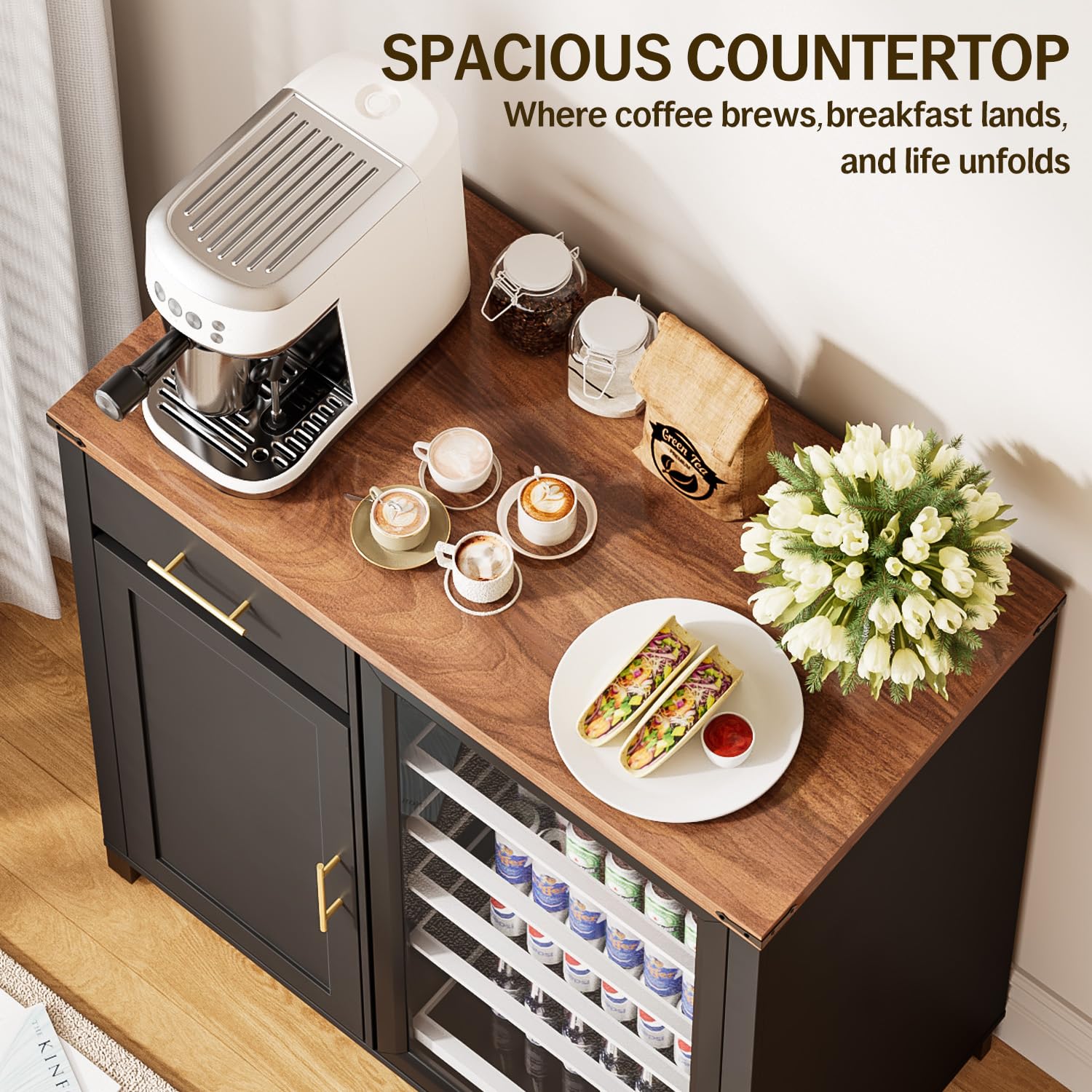 ตู้บาร์กาแฟขนาด 39 นิ้ว พร้อมพ - Home Bar Shelves บทวิจารณ์และราคา