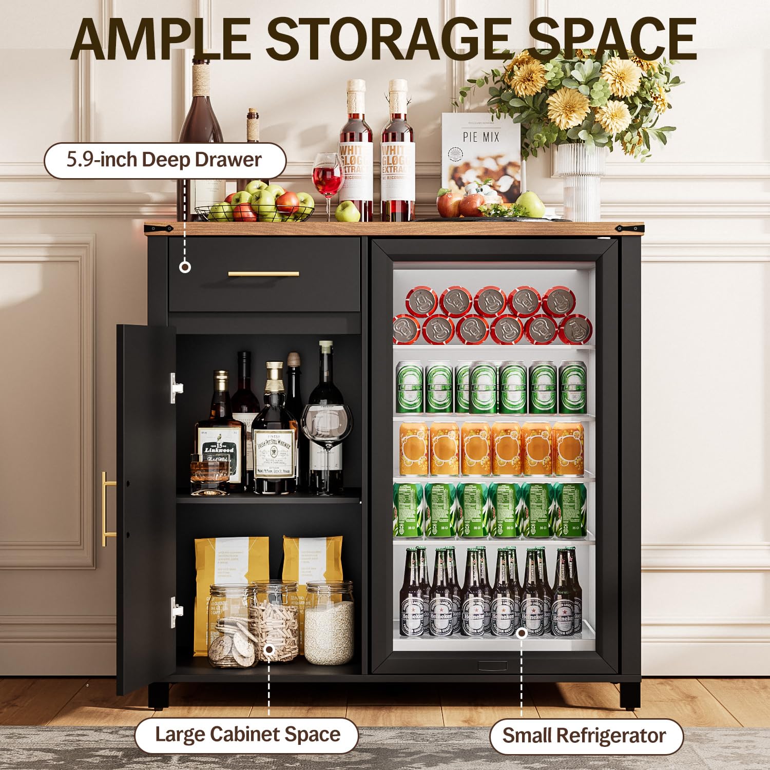 ตู้บาร์กาแฟขนาด 39 นิ้ว พร้อมพ - Home Bar Shelves บทวิจารณ์และราคา